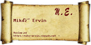 Mikó Ervin névjegykártya