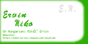 ervin miko business card